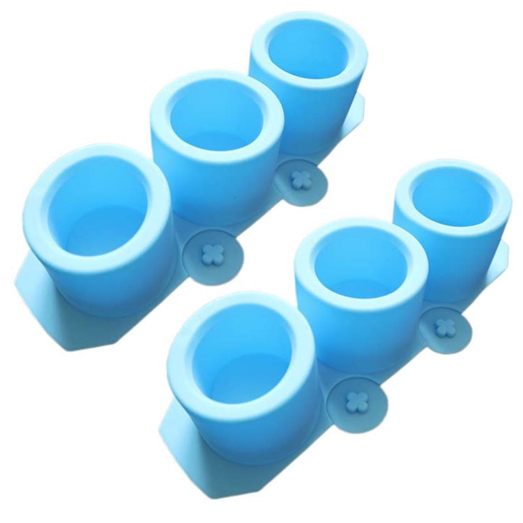 2 PCS 3 Grid Round Ice Cup Ice Tray Silicone Mold Cake Mold(Blue)