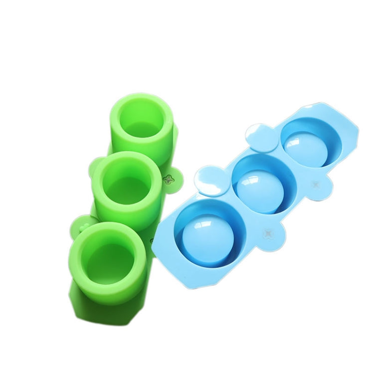 2 PCS 3 Grid Round Ice Cup Ice Tray Silicone Mold Cake Mold(Blue)