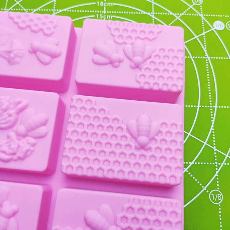 6 Grid  Square Honeycomb Ice Cube Cake Mould Square Handmade Soap Mould(Pink)