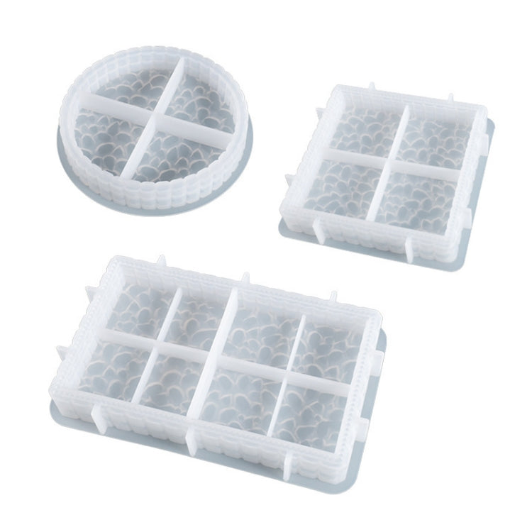 DIY Round and Square Diamond Pattern Storage Tray Silicone Mold, Specification: Round