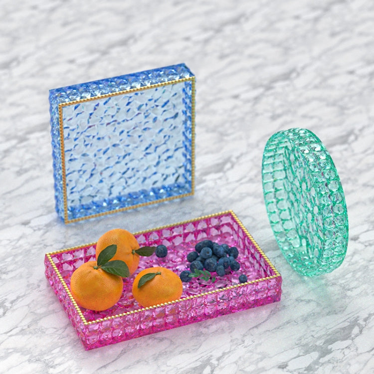 DIY Round and Square Diamond Pattern Storage Tray Silicone Mold, Specification: Square
