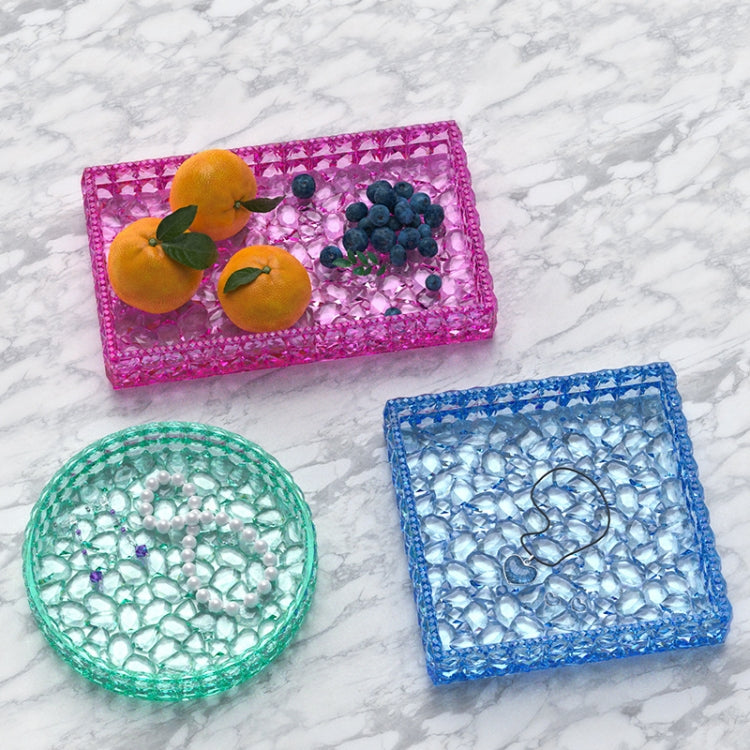 DIY Round and Square Diamond Pattern Storage Tray Silicone Mold, Specification: Square