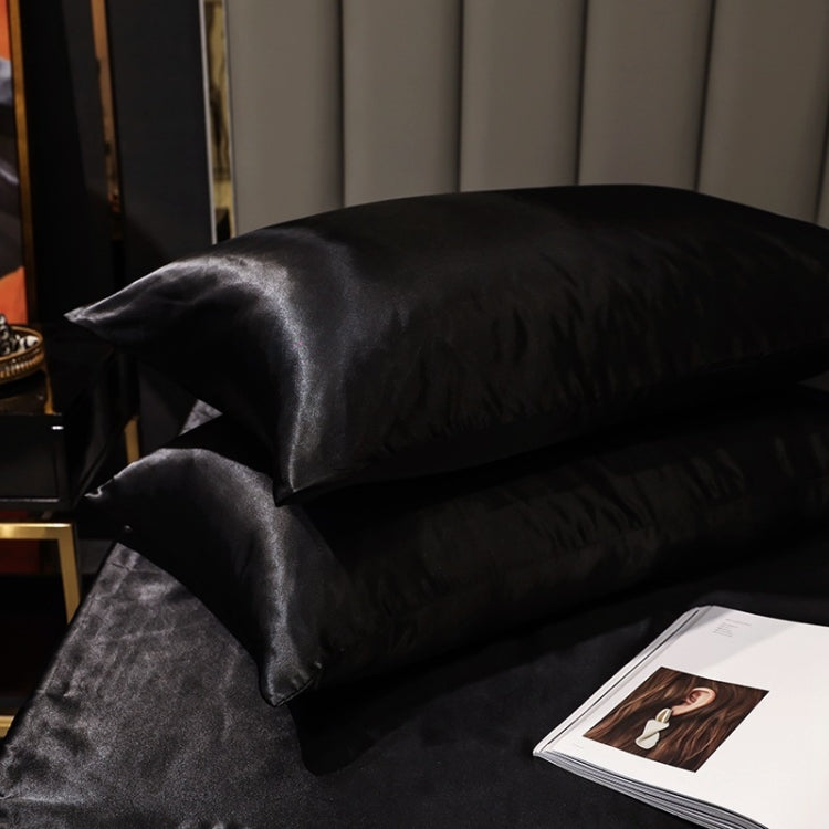 1 Pairs Ice Silk Pillowcase Home Textile Bedding, Size: 50x75cm(Black)