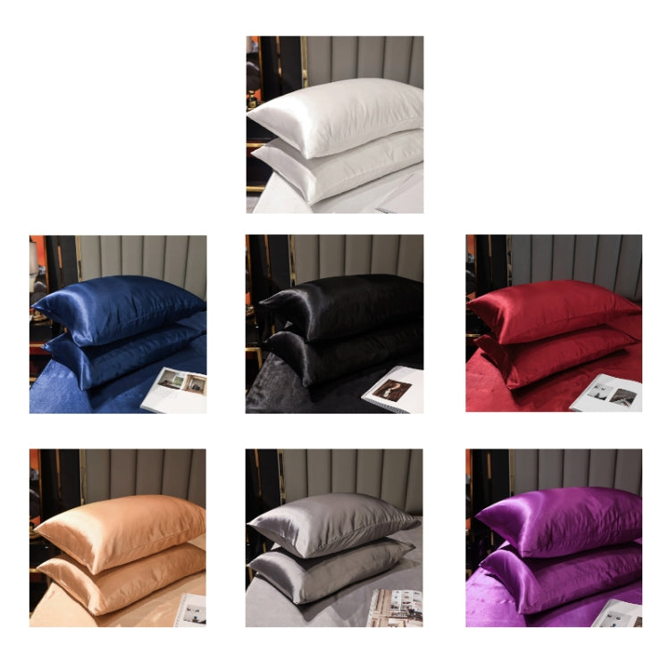 1 Pairs Ice Silk Pillowcase Home Textile Bedding, Size: 50x75cm(Black)
