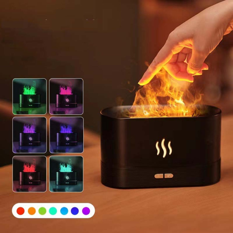 7 Color Flame Aromatherapy Machine Home Office Desk Air Humidifier(White)