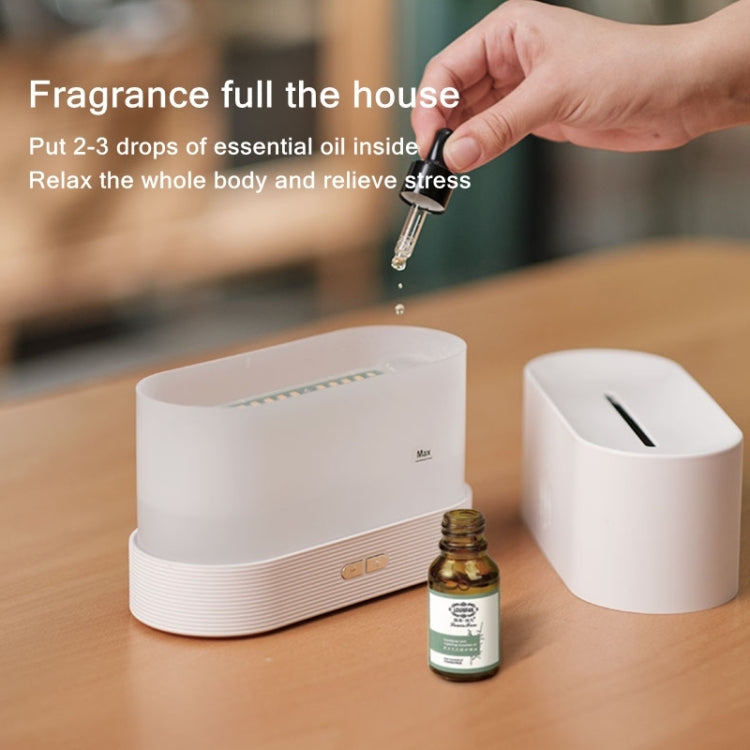 7 Color Flame Aromatherapy Machine Home Office Desk Air Humidifier(White)
