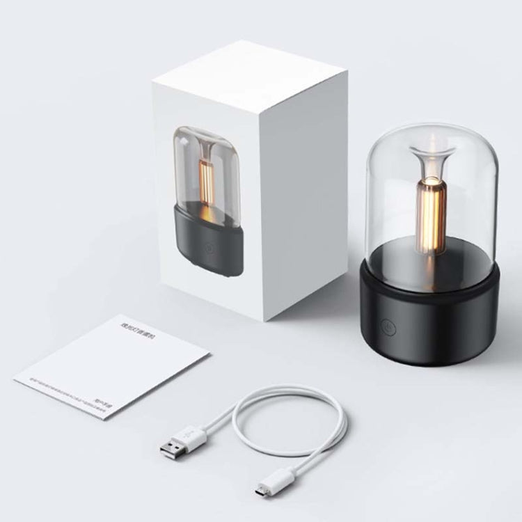 120ML Simulated Candlelight Aroma Diffuser USB Home Atmosphere Night Light Humidifier(Beige)