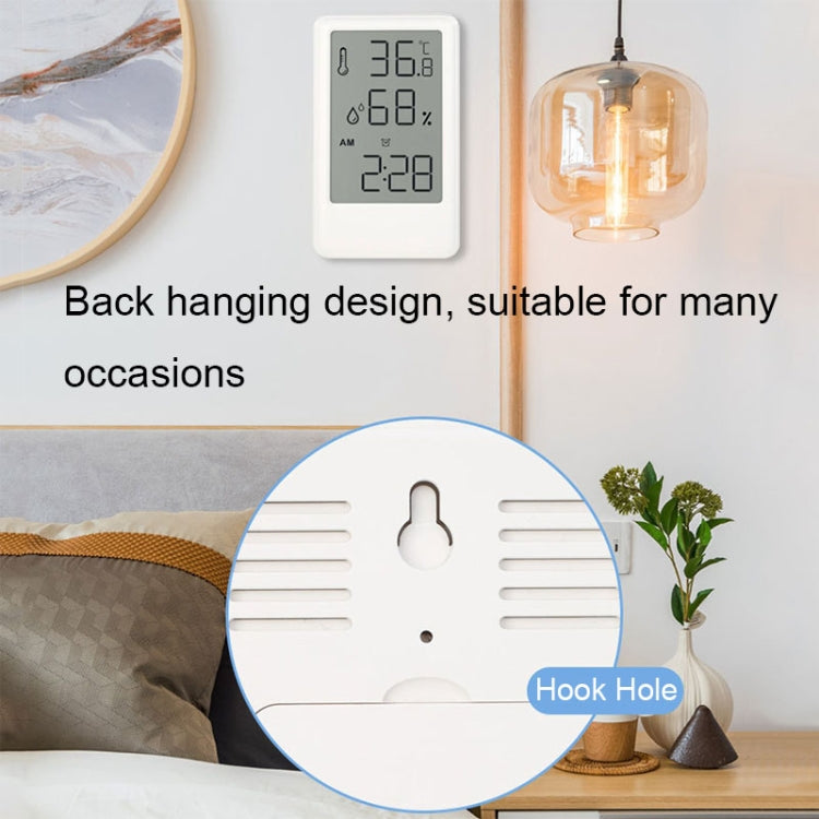 9032 LCD Large Screen Display Alarm Clock Temperature and Humidity Meter(White)