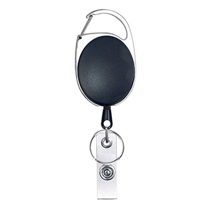 68cm Retractable Pull Badge Reel Zinc Alloy ID Lanyard Name Tag Card Badge Holder(Black)