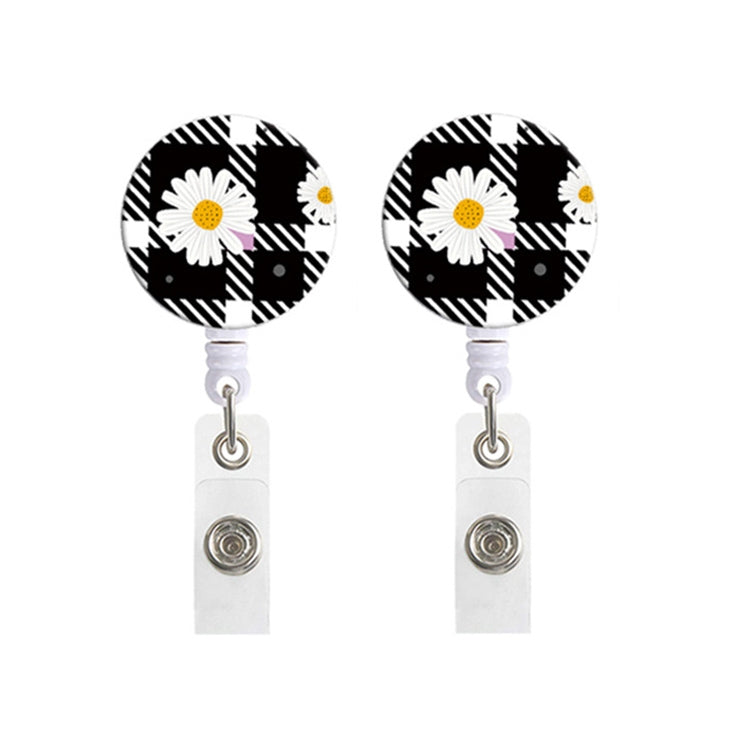 2 PCS Retro Fresh Small Floral Retractable Badge Reel Name Tag Card Badge(No. 5)