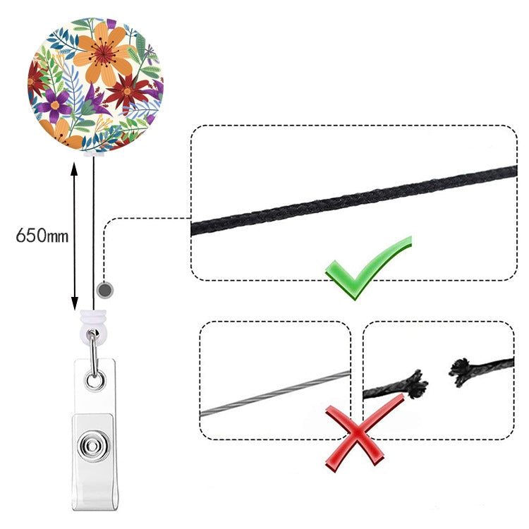 2 PCS Retro Fresh Small Floral Retractable Badge Reel Name Tag Card Badge(No. 6)