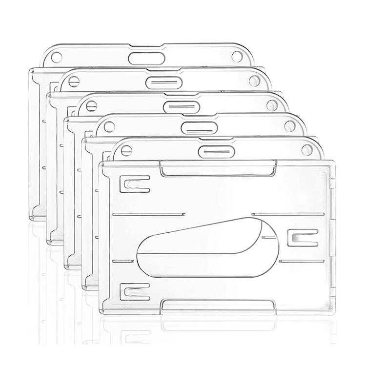 5 PCS Horizontal Type  PC Material Transparent Frosted ID Card Holder Badge