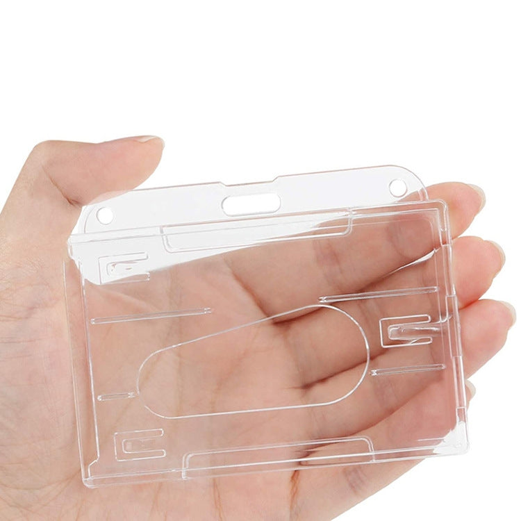 5 PCS Horizontal Type  PC Material Transparent Frosted ID Card Holder Badge