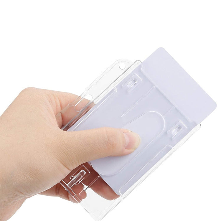 5 PCS Horizontal Type  PC Material Transparent Frosted ID Card Holder Badge