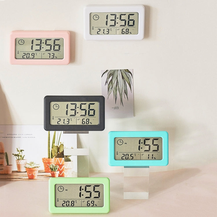YD005 Mini Light and Thin LCD Screen Temperature/Humidity Meter Electronic Clock(White)