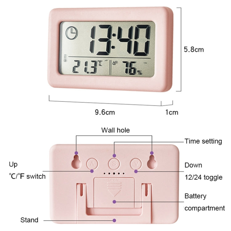 YD005 Mini Light and Thin LCD Screen Temperature/Humidity Meter Electronic Clock(Green)