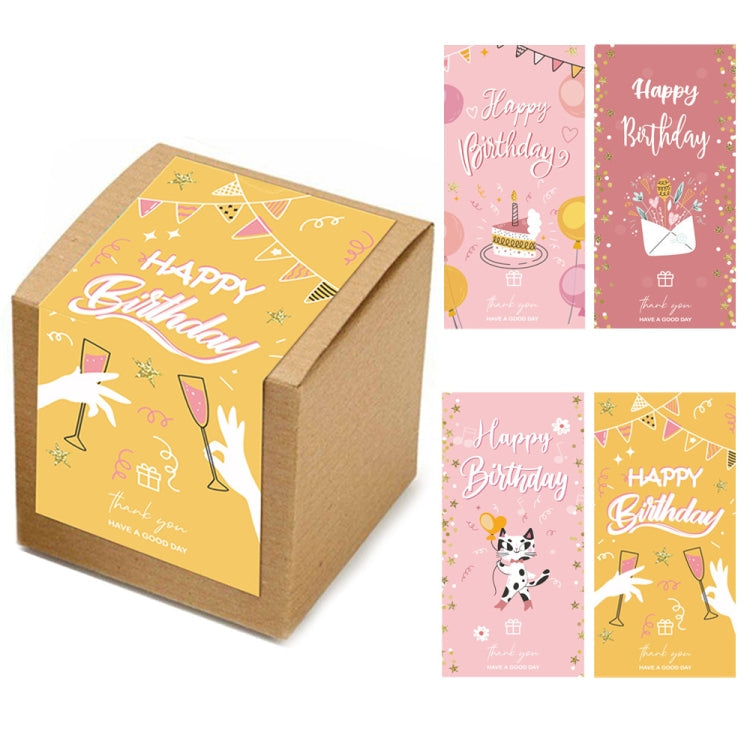 3 Packs 50 Stickers/Pack Happy Birthday Rectangular Stickers Gift Box Sealing Stickers(H1)