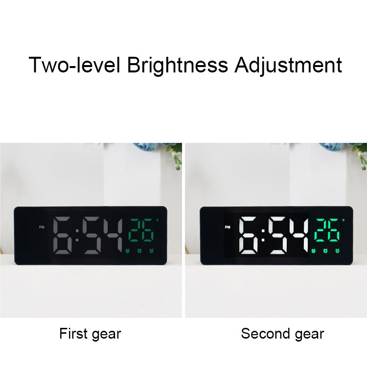 0715 Voice-activated LED Mute Date Temperature Display Electronic Clock(White Shell Red Light)