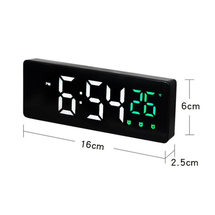 0715 Voice-activated LED Mute Date Temperature Display Electronic Clock(White Shell Red Light)