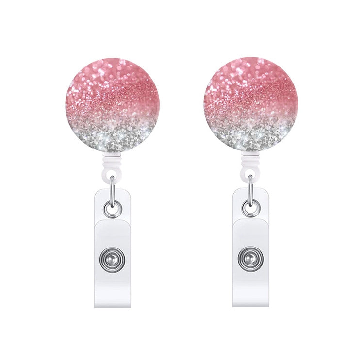 2 PCS Marble Texture Drop Glue Retractable Badge Reel Name Tag Card Badge(Dark Pink)