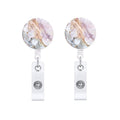 2 PCS Marble Texture Drop Glue Retractable Badge Reel Name Tag Card Badge(Light Pink)