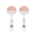 2 PCS Marble Texture Drop Glue Retractable Badge Reel Name Tag Card Badge(Light Pink Particles)