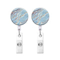 2 PCS Marble Texture Drop Glue Retractable Badge Reel Name Tag Card Badge(Sky Blue)