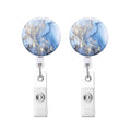 2 PCS Marble Texture Drop Glue Retractable Badge Reel Name Tag Card Badge(Blue)