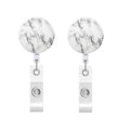 2 PCS Marble Texture Drop Glue Retractable Badge Reel Name Tag Card Badge(White)