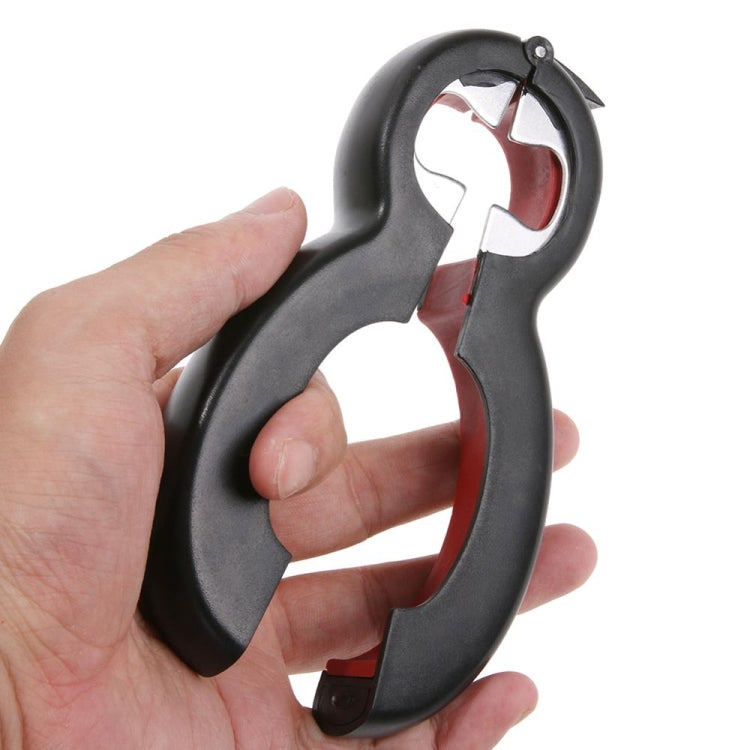6 In 1 Simple Can Opener Multifunctional Plastic Bottle Opener(Black Red)