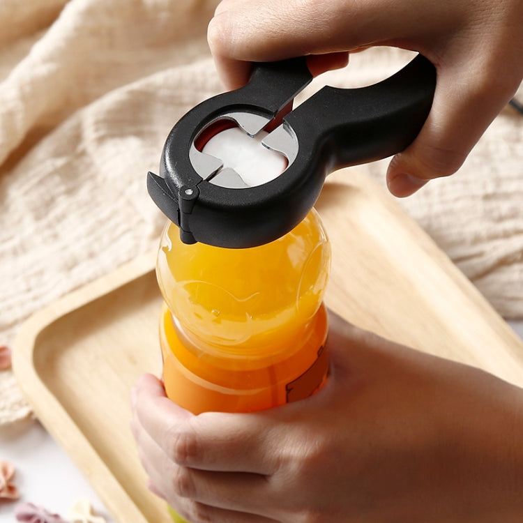 6 In 1 Simple Can Opener Multifunctional Plastic Bottle Opener(Black Red)