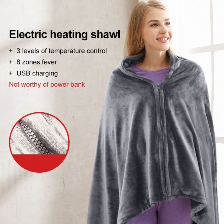 3-speed Temperature Control 8-zone Heating USB Electric Shawl Electric Blanket 150 x 85cm(Gray)