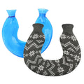 U-shaped PVC Hot Compress Shoulder And Neck Explosion-proof Water Injection Hot Water Bag(Blue + Green Snowflake Knitted)