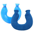 U-shaped PVC Hot Compress Shoulder And Neck Explosion-proof Water Injection Hot Water Bag(Blue Light Cyan Knitted)