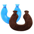 U-shaped PVC Hot Compress Shoulder And Neck Explosion-proof Water Injection Hot Water Bag(Blue + Coffee Crystal)