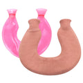 U-shaped PVC Hot Compress Shoulder And Neck Explosion-proof Water Injection Hot Water Bag(Rose Red + Light Pink)