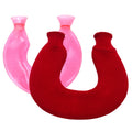 U-shaped PVC Hot Compress Shoulder And Neck Explosion-proof Water Injection Hot Water Bag(Rose Red + Christmas Red Knitted)
