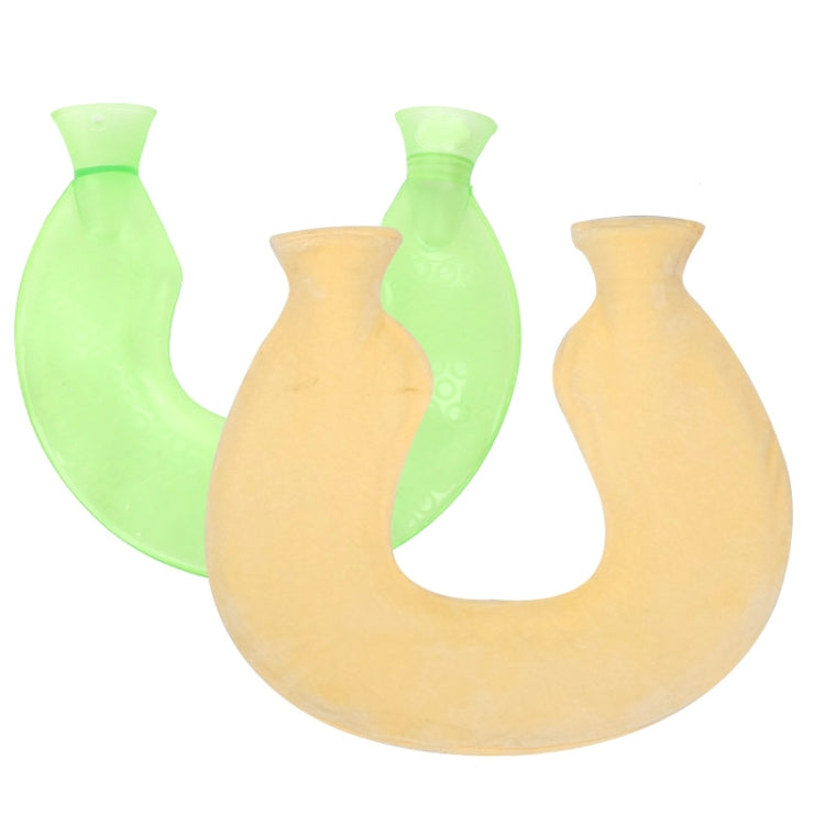 U-shaped PVC Hot Compress Shoulder And Neck Explosion-proof Water Injection Hot Water Bag(Green Yellow Crystal)