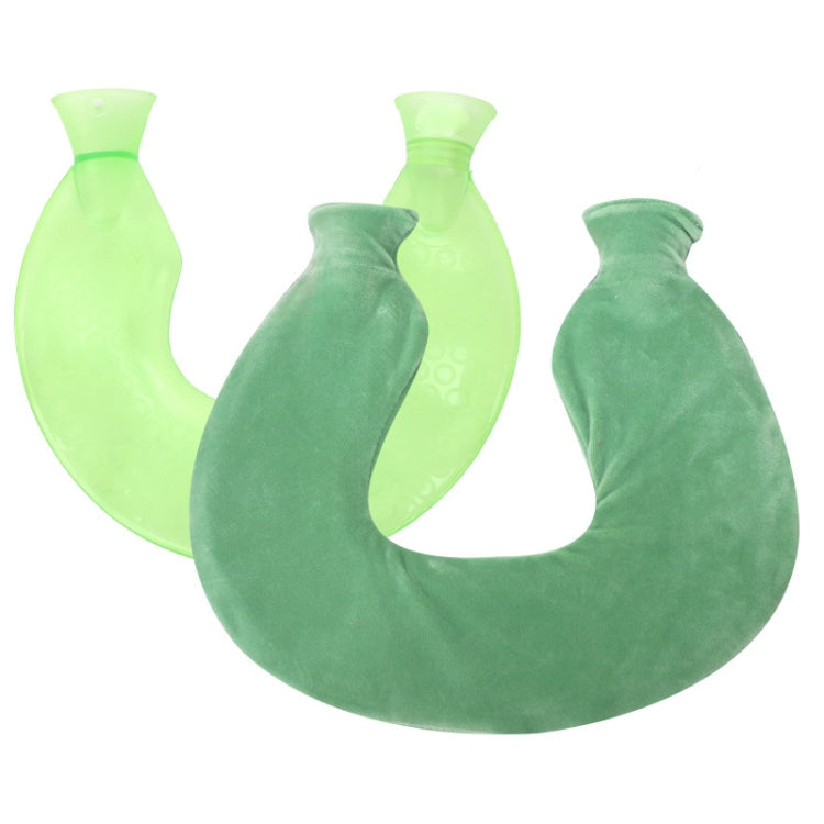 U-shaped PVC Hot Compress Shoulder And Neck Explosion-proof Water Injection Hot Water Bag(Green + Green Crystal)