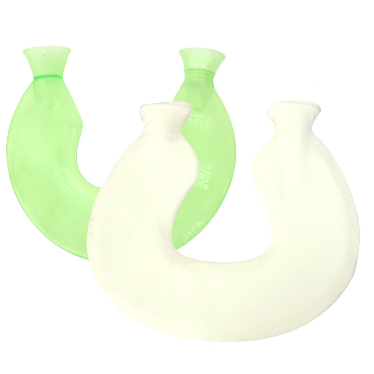 U-shaped PVC Hot Compress Shoulder And Neck Explosion-proof Water Injection Hot Water Bag(Green Beige Crystal)