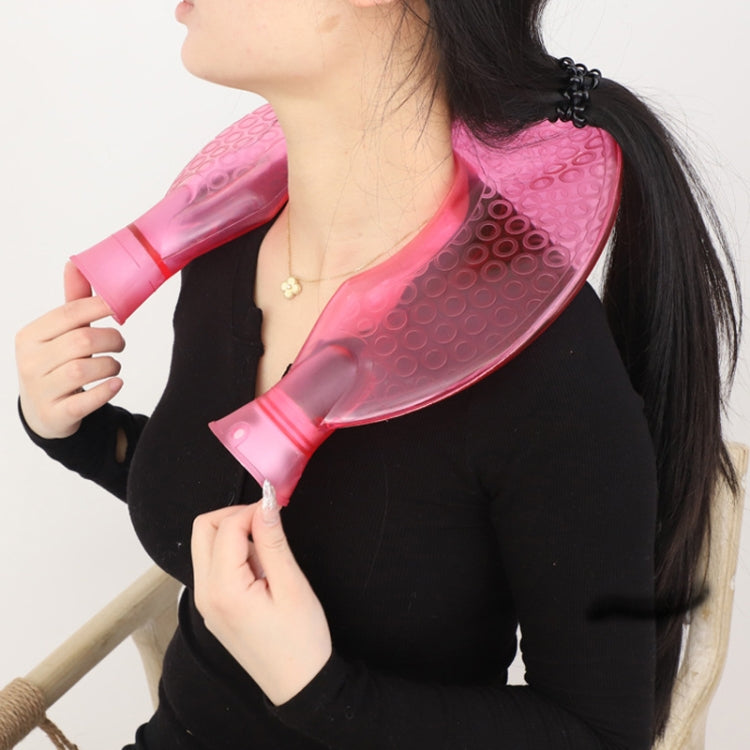 U-shaped PVC Hot Compress Shoulder And Neck Explosion-proof Water Injection Hot Water Bag(Purple + Purple Knitted)
