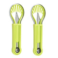 2 PCS 3 In 1 Fruit Digger Fruit Platter Carving Knife(Green)