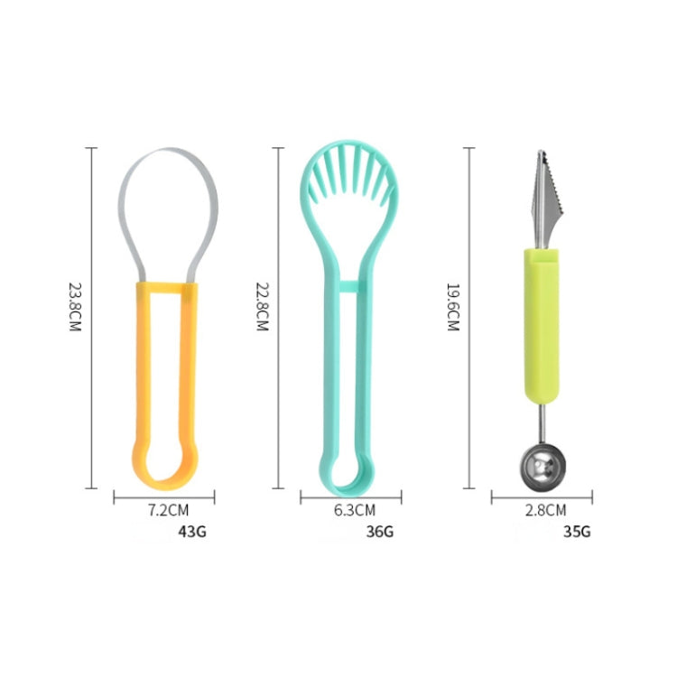 2 PCS 3 In 1 Fruit Digger Fruit Platter Carving Knife(Blue Yellow Purple)