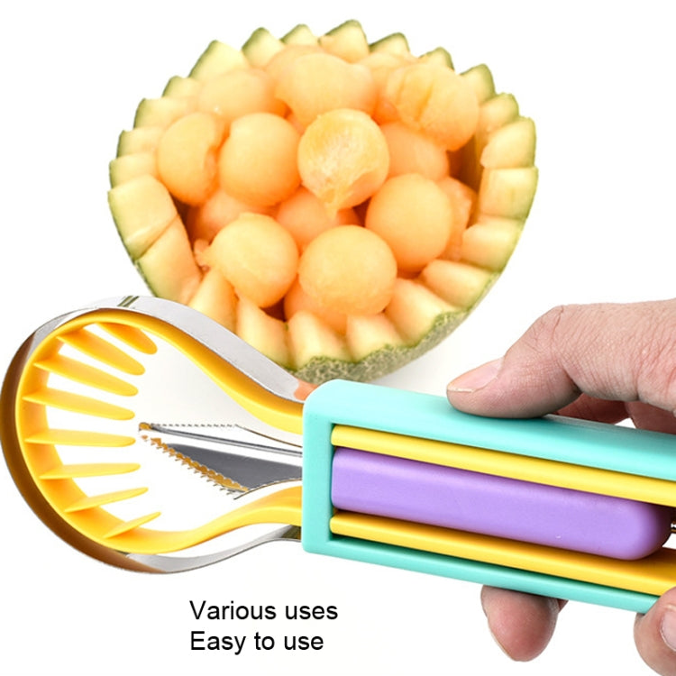 2 PCS 3 In 1 Fruit Digger Fruit Platter Carving Knife(Yellow Blue Purple)