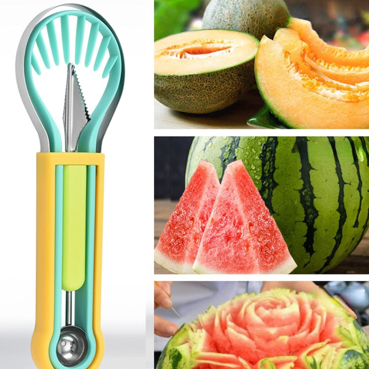2 PCS 3 In 1 Fruit Digger Fruit Platter Carving Knife(Green)