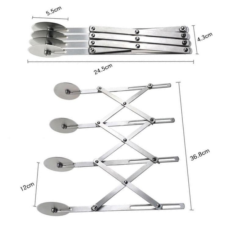 Stainless Steel Retractable Multipurpose Pizza Knife, Style: 4 Wheels