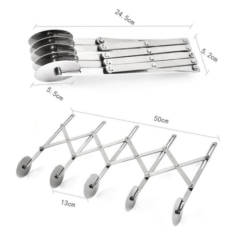 Stainless Steel Retractable Multipurpose Pizza Knife, Style: 5 Wheels