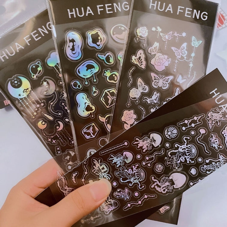 10 PCS Hot Stamping Laser Cartoon Animal Sticker Decoration Hand Account Material(Bubble)