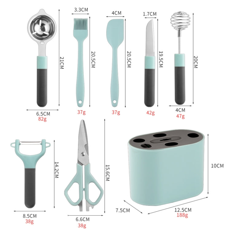 8 PCS / Set Stainless Steel Peeler Kitchen Gadgets Set With Storage Holder