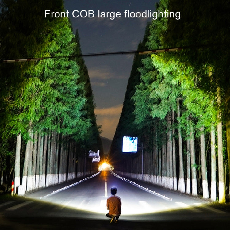 COB Floodlight Headlights Glare Night Fishing Headlamp, Style: With White/Red Tail Light (Gray)